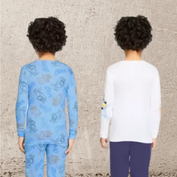 Bluey Kids 4-Piece PJ Set Size 4T Long Sleeve Blue Glow In Dark - Picture 5 of 5